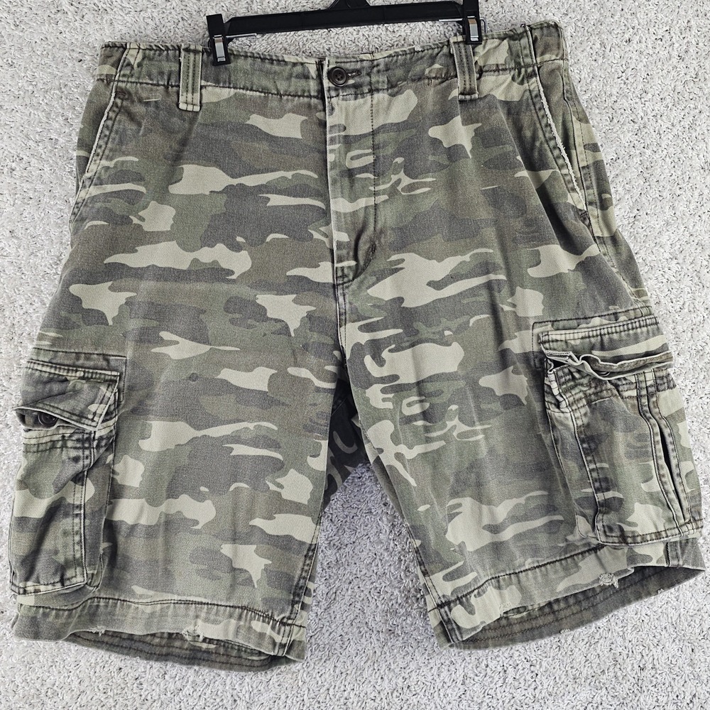 Vintage NOBO Camo Cargo Shorts Sz 40 No Boundaries Y2K Grunge Baggy Heavy Duty